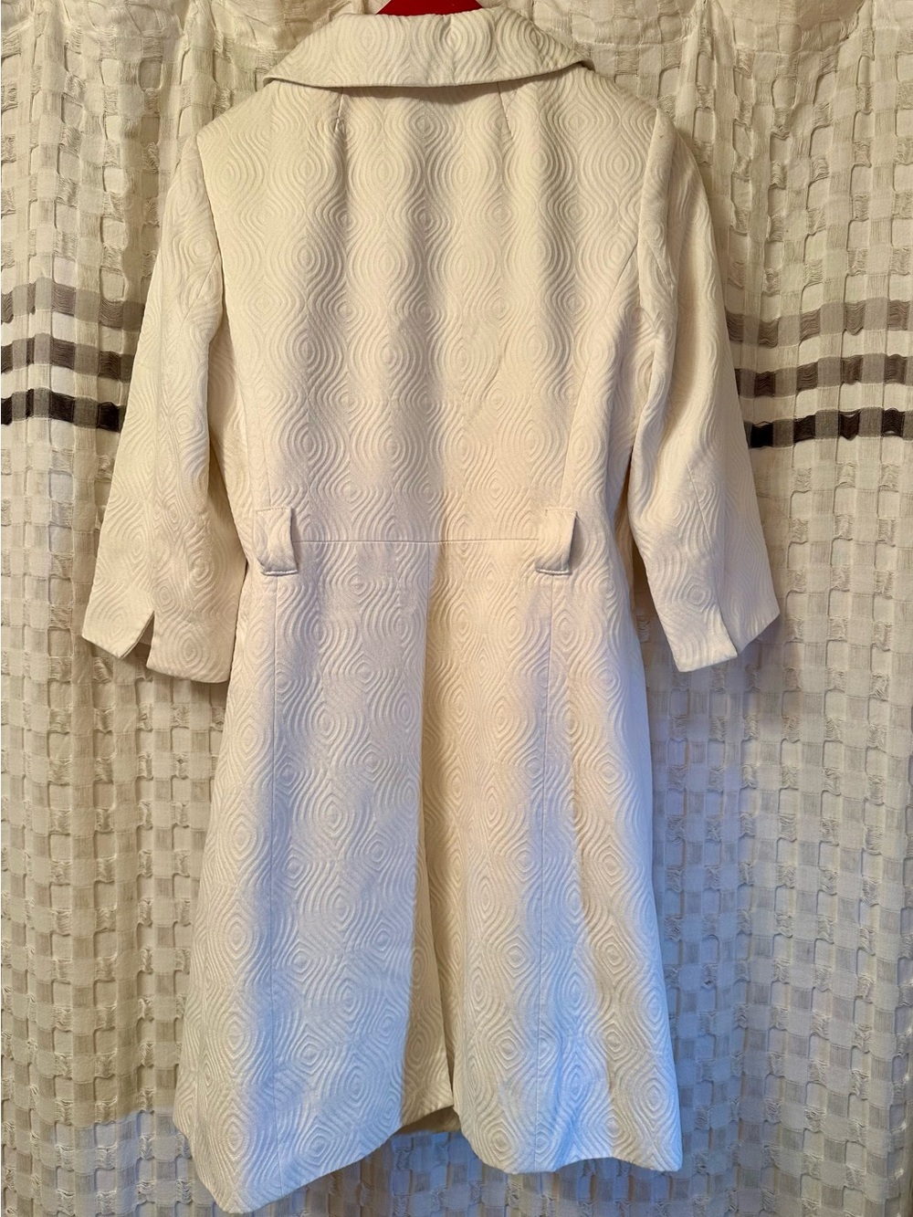 Milly Cream Textured A-Line Trench Coat - Picture 2 of 5